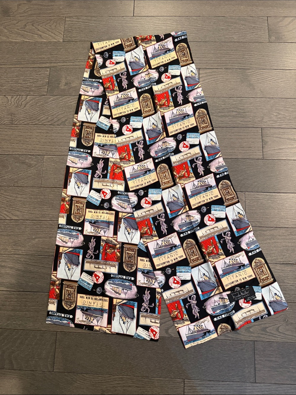 Nicole Miller Black Multi-Panel Print Midi Skirt